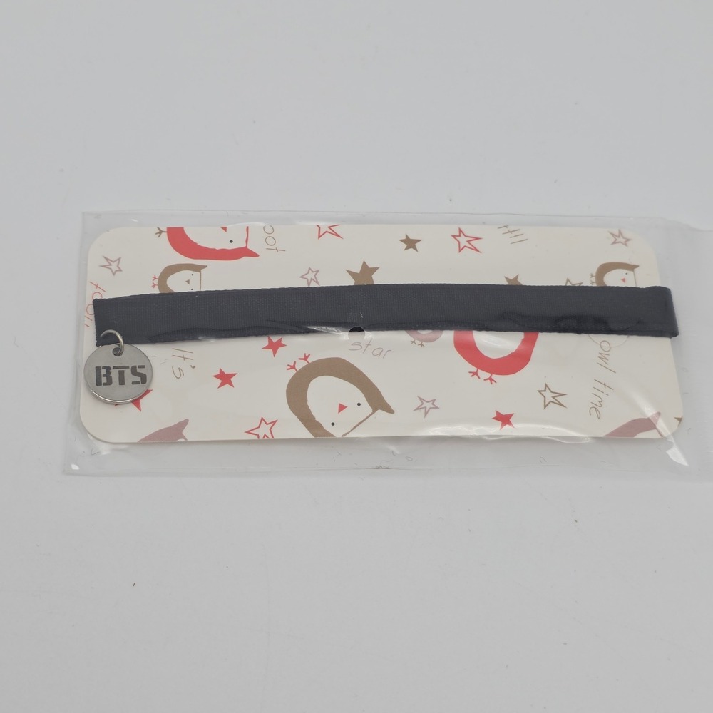 BTS Ribbon Choker Necklace Black Silver Logo Charm K-Pop ARMY Fan Merch Concert - Picture 2 of 6